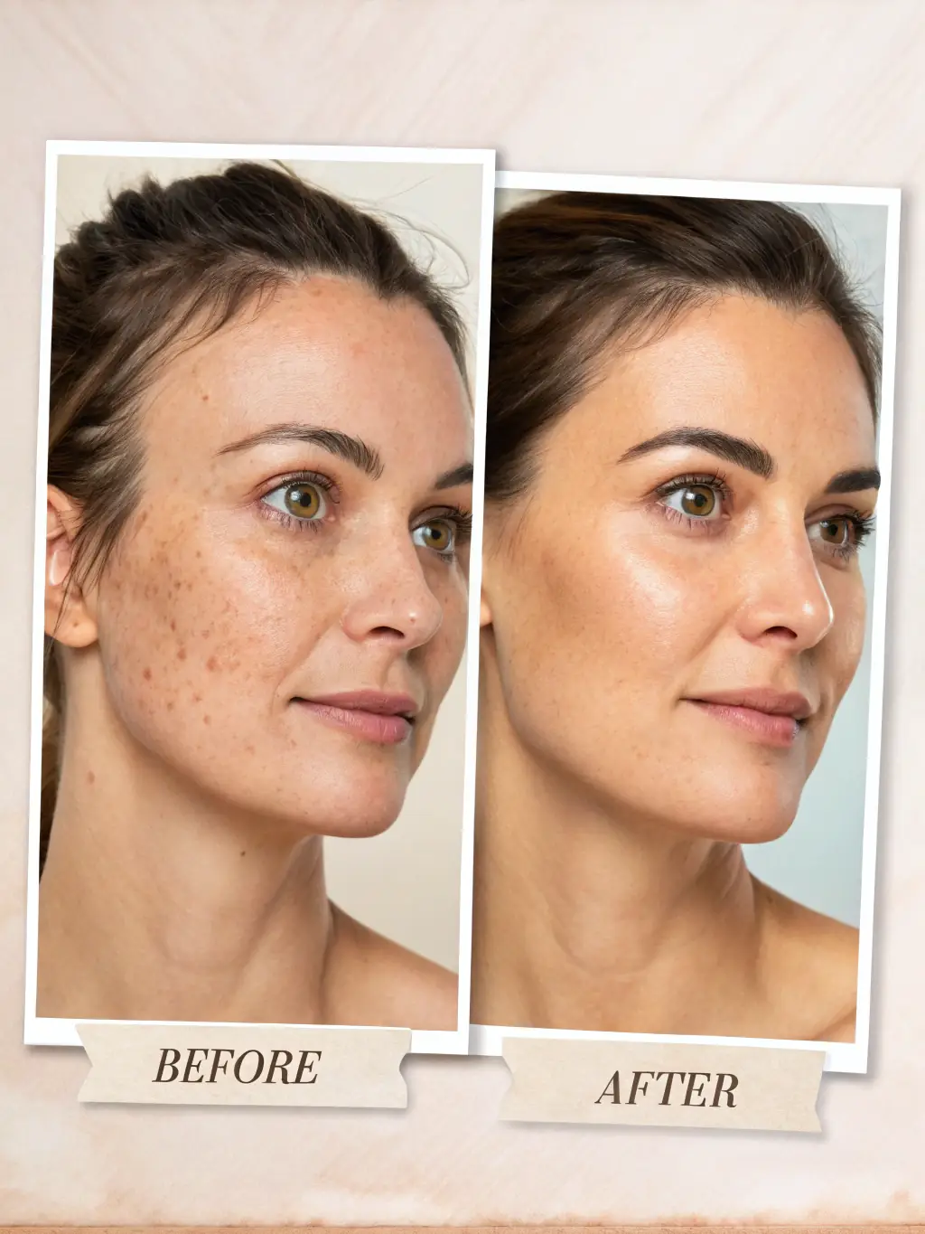 A before-and-after image showing improved skin texture and reduced wrinkles after skin rejuvenation treatment, demonstrating visible results.